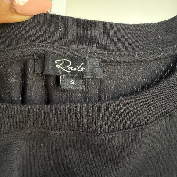 Rails sz S‎ Black Cotton Adjustable Ruched Crop Tee - Picture 6 of 7